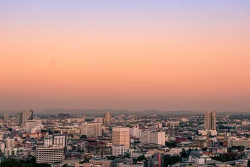 Foto op Canvas cityscape at sunset © arnonphoto