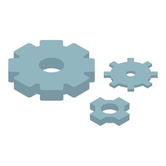 Gear wheels icon. Isometric of gear wheels vector icon for web design isolated on white background