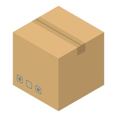 Parcel carton box icon. Isometric of parcel carton box vector icon for web design isolated on white background