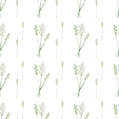Naklejka na ściany i meble watercolor pattern of grass stalks