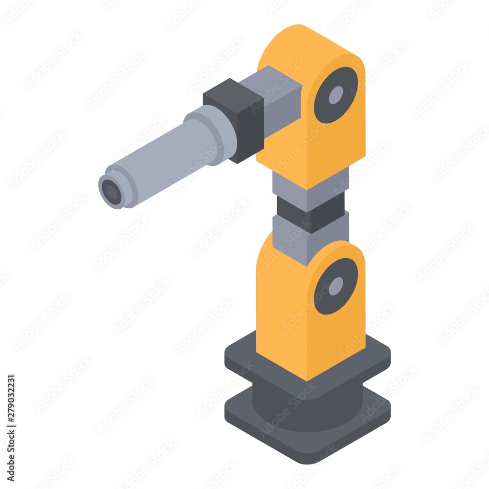 Poster robot assembly hand icon. isometric of robot assembly hand vector icon for web design isolated on wh
