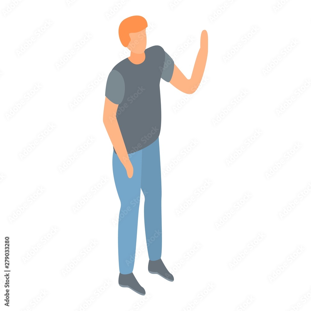 Aufkleber man hand up icon. isometric of man hand up vector icon for web design isolated on white background