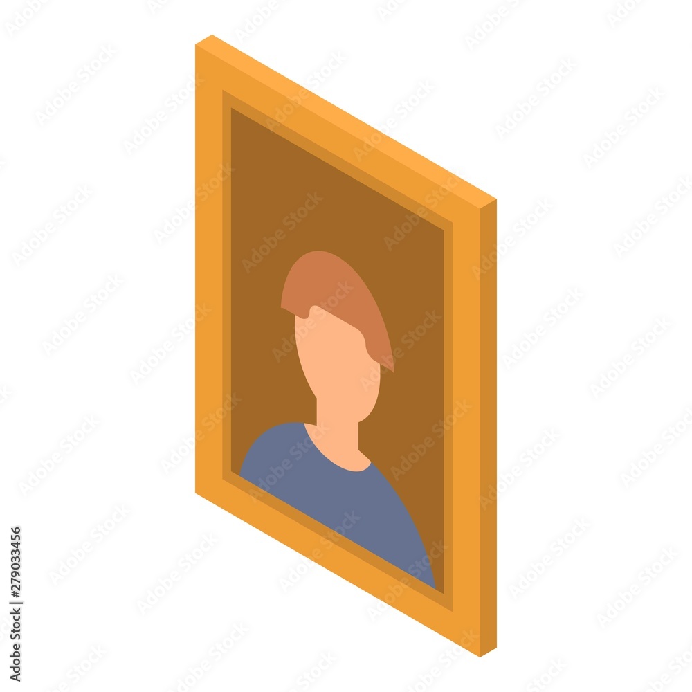 Poster man picture icon. isometric of man picture vector icon for web design isolated on white background
