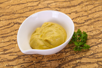 Mustard sauce in the bowl