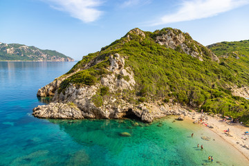 Naklejka premium Porto Timoni is an amazing beautiful double beach in Corfu, Greece