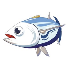 Sea tuna fish icon. Cartoon of sea tuna fish vector icon for web design isolated on white background
