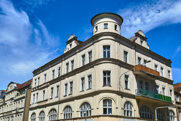 Art Nouveau facade of the building  in Poznan.