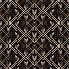 Art deco seamless pattern design - gold elements on black background