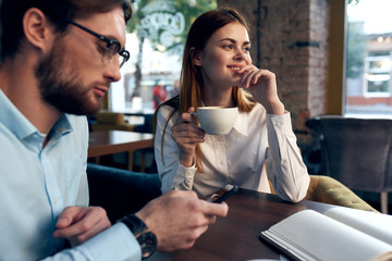 young couple having dinner in restaurant