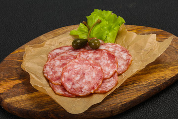 Spanish Salchichon sausage with salad