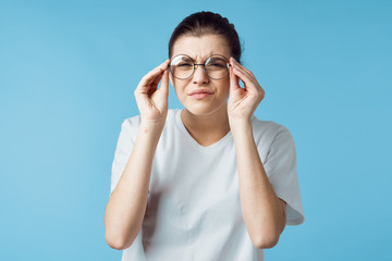 young woman with glasses