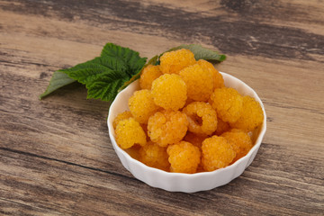 Sweet ripe tasty yellow raspberry