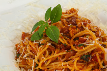 Italian traditional Pasta Bolognese with meat