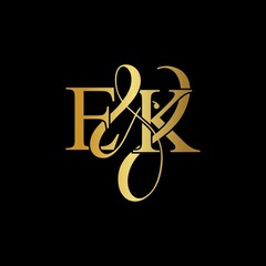 E & K / EK logo initial vector mark. Initial letter E & K EK luxury art vector mark logo, gold color on black background.