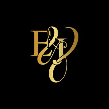 E & J / EJ logo initial vector mark. Initial letter E & J EJ luxury art vector mark logo, gold color on black background.