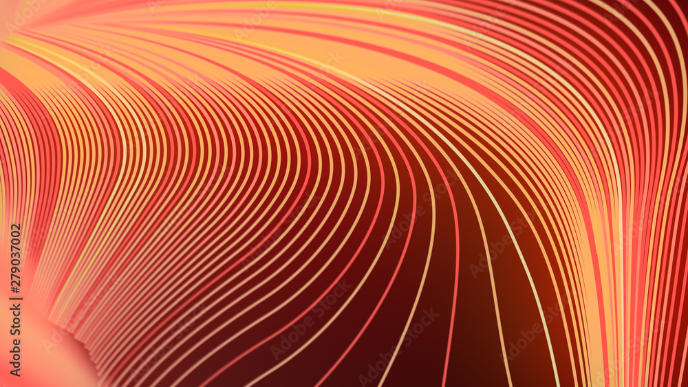 Poster Wave band geometric pattern. Modern style abstraction with composition made of various colored lines. 3d rendering