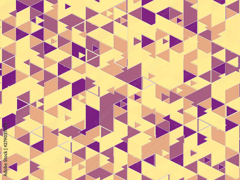 Poster Trendy triangular shapes pattern. Modern presentation template. Colorful abstract design. 3d rendering