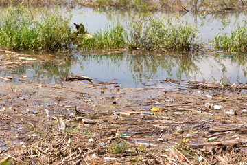 Zywieckie lake. A polluted lake in southern Poland. Not all lakes in Europe are clean.