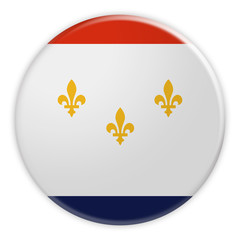 US City Button: New Orleans, Louisiana Flag Badge, 3d illustration on white background