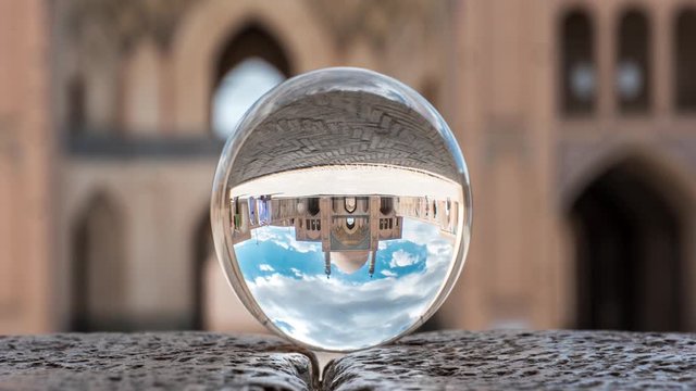 Timelapse of the Agha Bozorg Mosque in Kashan through a lensball
