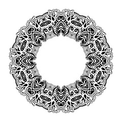Mandala. Ethnic decorative round element. Hand drawn lacy pattern. Islam, Arabic, Indian, ottoman motifs Boho style