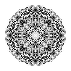 Mandala. Ethnic decorative round element. Hand drawn lacy pattern. Islam, Arabic, Indian, ottoman motifs Boho style