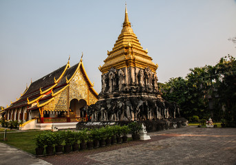 Naklejka premium Ancient temple, Wat Chiang Man temple in Chiang Mai, Thailand