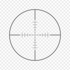 Sniper rifle aim isolated on transparent background. Crosshair target choose destination icon. Aim shoot focus cursor. Bullseye mark targeting. Game aiming sight dot pointer. Vector illustration