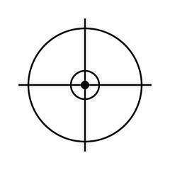 Sniper rifle aim isolated on white. Crosshair target choose destination icon. Aim shoot focus cursor. Bullseye mark targeting. Game aiming sight dot pointer. Vector illustration