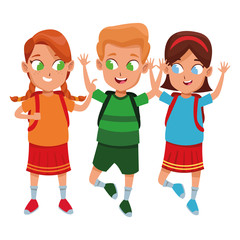 childhood cute school students cartoon