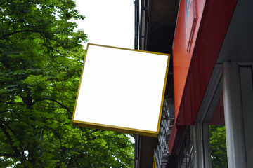 Signboard mock up. Photo Blank Signboard. message or advertising.	