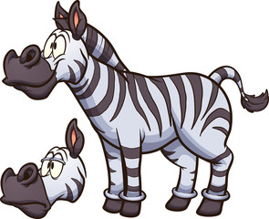 Cartoon zebra standing with two different expressions. Vector illustration with simple gradients. Some elements on separate layers.  © Memoangeles