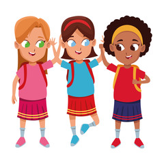 childhood adorable students girls cartoon