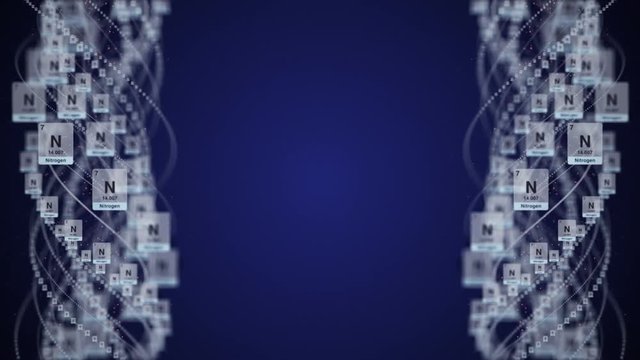 NITROGEN MOLECULE, Animation, Rendering, Background, Loop, 4k