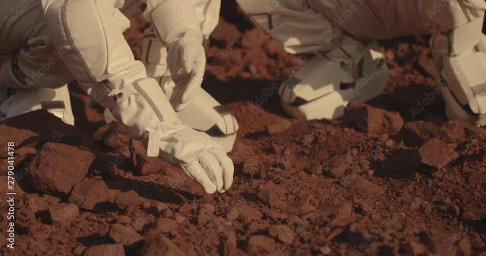 Canvas Prints astronauts collecting rock samples on mars