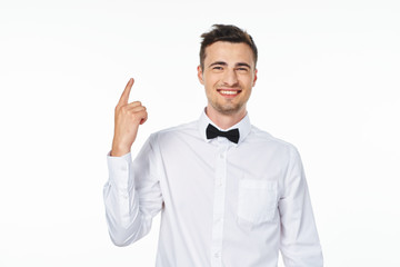 portrait of young man pointing at you