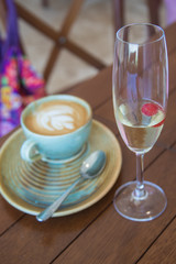 Latte and Bubbly Glass, Brunch time