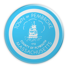 US City Button: Pembroke, Massachusetts Flag Badge, 3d illustration on white background