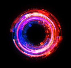 Vivid abstract background. Beautiful design of rotation frame.  .Mystical portal. Bright sphere lens. Rotating lines. Glow ring. .Magic neon ball. Led blurred swirl. Spiral glint lines.