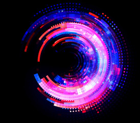 Vivid abstract background. Beautiful design of rotation frame.  .Mystical portal. Bright sphere lens. Rotating lines. Glow ring. .Magic neon ball. Led blurred swirl. Spiral glint lines.