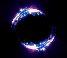 Vivid abstract background. Beautiful design of rotation frame.  .Mystical portal. Bright sphere lens. Rotating lines. Glow ring. .Magic neon ball. Led blurred swirl. Spiral glint lines.