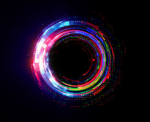 Vivid abstract background. Beautiful design of rotation frame.  .Mystical portal. Bright sphere lens. Rotating lines. Glow ring. .Magic neon ball. Led blurred swirl. Spiral glint lines.