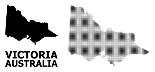 Obraz premium Vector Halftone Pattern and Solid Map of Australian Victoria