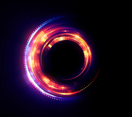 Vivid abstract background. Beautiful design of rotation frame.  .Mystical portal. Bright sphere lens. Rotating lines. Glow ring. .Magic neon ball. Led blurred swirl. Spiral glint lines.