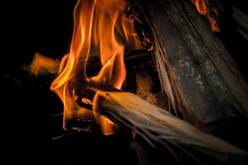 burning hot coals, wood, bright, orange fire, fire chip, charcoal on the fire