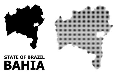 Obraz premium Vector Halftone Pattern and Solid Map of Bahia State