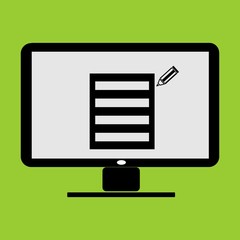 note pad or memo thumbnail application in LC monitor PC computer vector illustration and icon