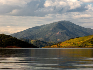 Jaguari dam seen from the water - canoeing