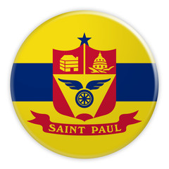Obraz premium US City Button: Saint Paul, Minnesota Flag Badge, 3d illustration on white background