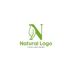 Letter N With Leaf Logo. Green leaf logo icon vector design. Landscape design, garden, Plant, nature and ecology vector. Ecology Happy life Logotype concept icon. Editable file.